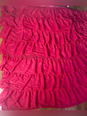 🍒 Vibrant Cherry Red Ruffle Shower Curtain 🍒